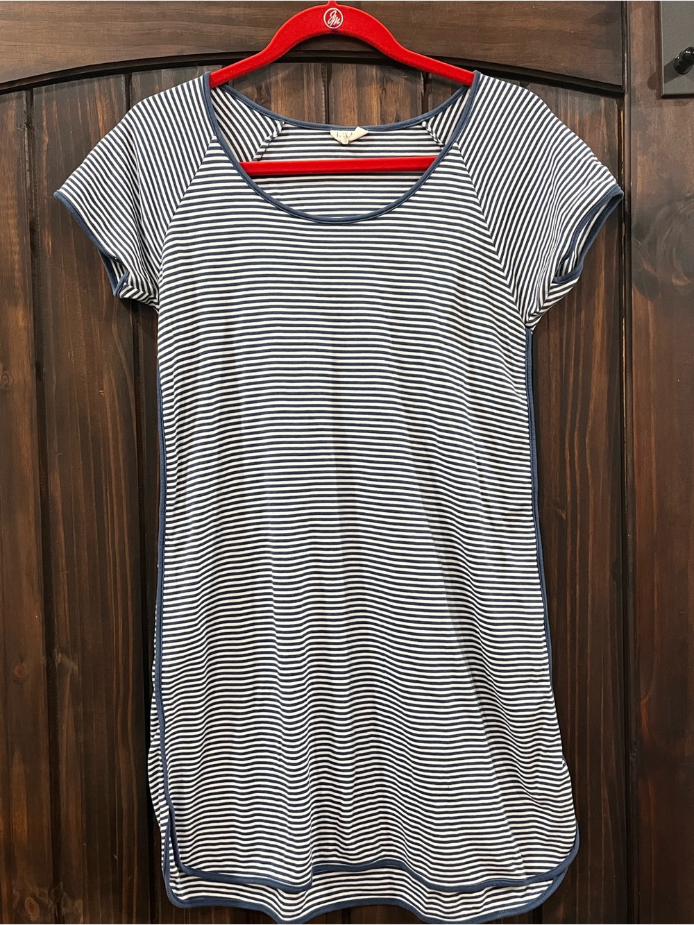 Lake Pima cotton navy/white stripe gown size small